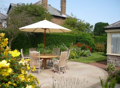 The patio at West Acre House