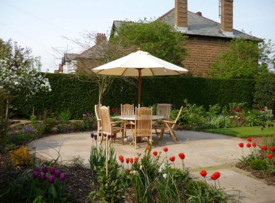 The patio at West Acre House